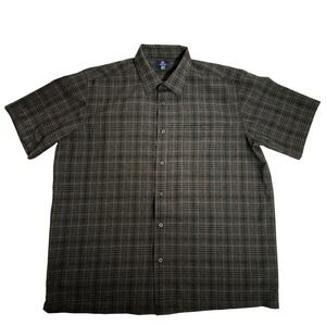 George Button Down Shirt Men's XL Gray Plaid Short Sleeve Casual Workwear Top